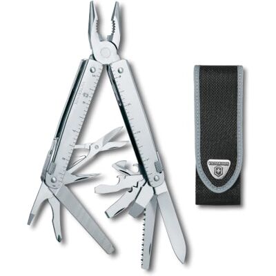 Victorinox Swiss Tool Multifunctional Tool (28 Functions, Holder, Very Robust), silver Victorinox Swiss Tool Multifunctional Tool (28 Functions, Holder, Very Robust), silver
