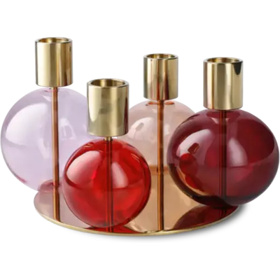 Holmegaard Bubble 4-Armet Lysestake Rosa/rød Holmegaard Bubble 4-Armet Lysestake Rosa/rød