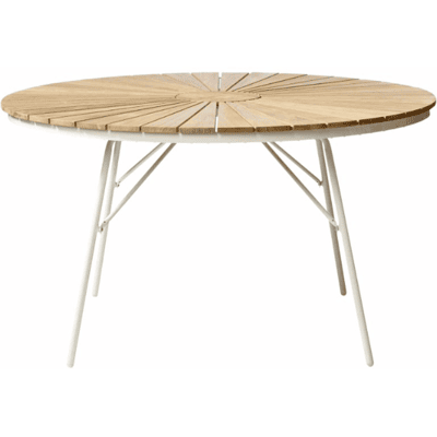 Cinas Ellen Table Ø130 Cm, Hvit Aluminium Og Teak Cinas Ellen Table Ø130 Cm, Hvit Aluminium Og Teak