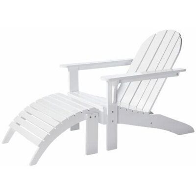 Cinas Adirondack Loungestol M/ Skammel Hvit Cinas Adirondack Loungestol M/ Skammel Hvit