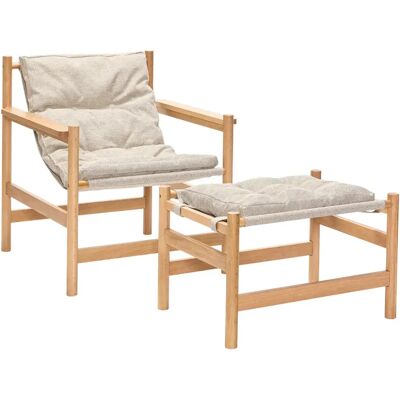 Hübsch Heritage Lenestol Med Fotskammel Beige Hübsch Heritage Lenestol Med Fotskammel Beige