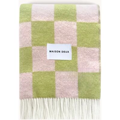 Maison Deux Checkerboard Pledd Grønn/rosa Maison Deux Checkerboard Pledd Grønn/rosa