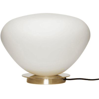 Hübsch Hvit Bordlampe - Ø39cm, Messingfot, E27 Max 15W - Innendørs Hübsch Hvit Bordlampe - Ø39cm, Messingfot, E27 Max 15W - Innendørs