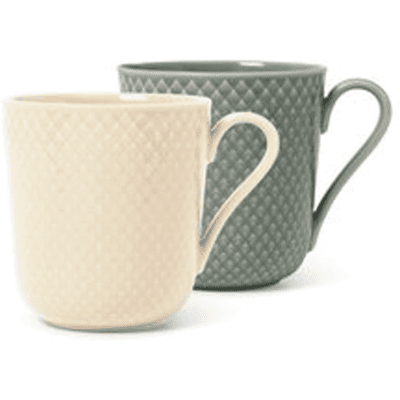 Lyngby Porcelæn Rhombe Earth Krus 2 Pk Hvit/grønn Lyngby Porcelæn Rhombe Earth Krus 2 Pk Hvit/grønn