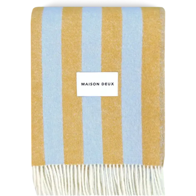 Maison Deux Candy Wrap Pledd Blå/gul Maison Deux Candy Wrap Pledd Blå/gul