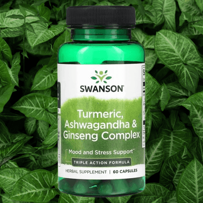 Swanson Gurkemeie, Ashwagandha & Ginseng Kompleks - 60 kapsler Swanson Gurkemeie, Ashwagandha & Ginseng Kompleks - 60 kapsler