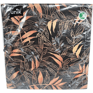 Servietter Sort & Gull 20pk 3-Lags Middag 40x40cm Unik Servietter Sort & Gull 20pk 3-Lags Middag 40x40cm Unik