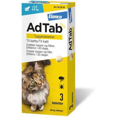 AdTab - Cat 2-8 kg 48 mg - Tyggbare tabletter - Pet medicine AdTab - Cat 2-8 kg 48 mg - Tyggbare tabletter - Pet medicine