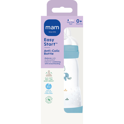 Mam Easy Start Anti-Colic Bottle - Baby Bottle, Blå, 260ml Mam Easy Start Anti-Colic Bottle - Baby Bottle, Blå, 260ml