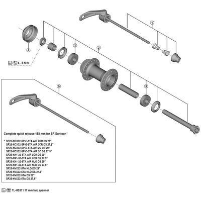 Shimano aksel komplett 108mm lang til fornav modell HB-QC400 Shimano aksel komplett 108mm lang til fornav modell HB-QC400