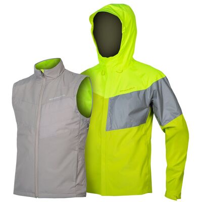 Endura Urban Luminite 3 i 1 Vanntett Jakke II - Gul med Høy Synlighet Endura Urban Luminite 3 i 1 Vanntett Jakke II - Gul med Høy Synlighet