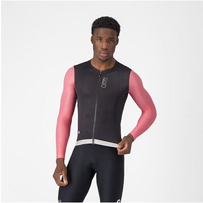 Castelli Corretto LS sykkeltrøye lange ermer black/rosa giro/silver moon herre Castelli Corretto LS sykkeltrøye lange ermer black/rosa giro/silver moon herre