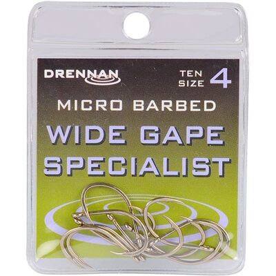 Drennan Wide Gape Specialist Hook 4 10pc Drennan Wide Gape Specialist Hook 4 10pc