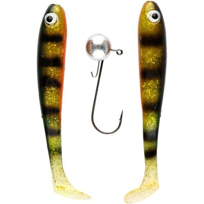IFISH The Demon Shad 10cm, 2-pack including Jig Head - Fluo Perch IFISH The Demon Shad 10cm, 2-pack including Jig Head - Fluo Perch