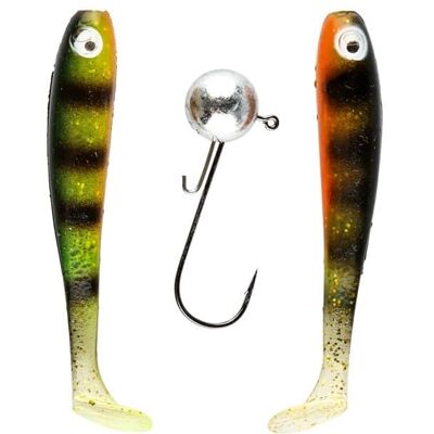 IFISH The Demon Shad 7cm, 2-pack including Jig Head - Fluo Perch IFISH The Demon Shad 7cm, 2-pack including Jig Head - Fluo Perch