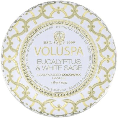 Voluspa Eukalyptus og Hvit Salvie Dekorativ metalllys - 113g Voluspa Eukalyptus og Hvit Salvie Dekorativ metalllys - 113g