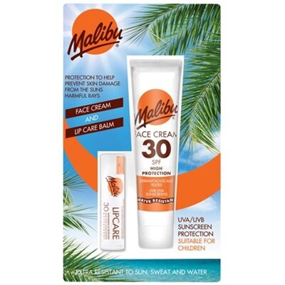 Malibu Sun Face Cream & Lipbalm SPF30 Blister Duo Malibu Sun Face Cream & Lipbalm SPF30 Blister Duo