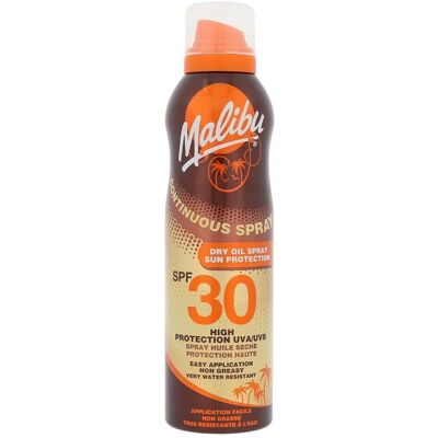 Malibu Merke Modell - SPF30 Vannavstøtende Solbeskyttelse Spray Malibu Merke Modell - SPF30 Vannavstøtende Solbeskyttelse Spray