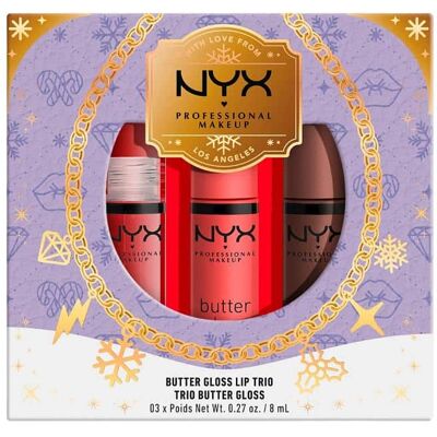 NYX Professional Makeup Butter Gloss Lip Trio - Begrenset sesongutgave NYX Professional Makeup Butter Gloss Lip Trio - Begrenset sesongutgave