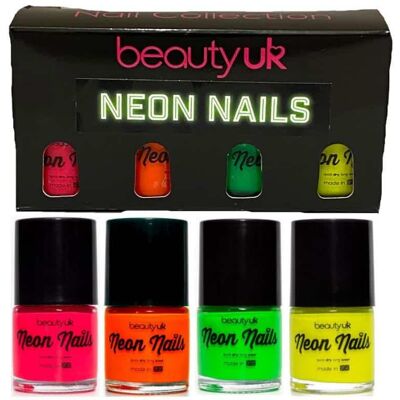 BeautyUK Beauty UK Neon Nail Polish Set 1 4x9ml BeautyUK Beauty UK Neon Nail Polish Set 1 4x9ml