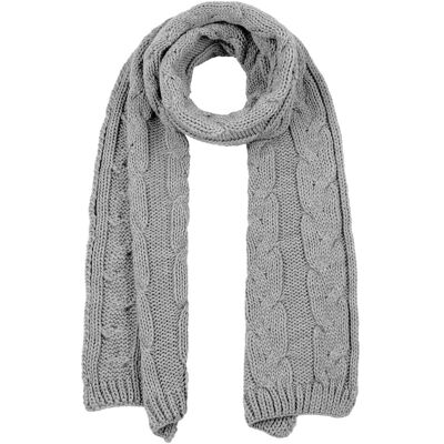 Britta Cable Knit Skjerf by McBURN lysegrå Britta Cable Knit Skjerf by McBURN lysegrå