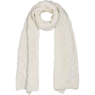 Britta Cable Knit Skjerf by McBURN krem Britta Cable Knit Skjerf by McBURN krem