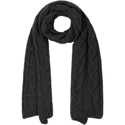 Britta Cable Knit Skjerf by McBURN svart Britta Cable Knit Skjerf by McBURN svart