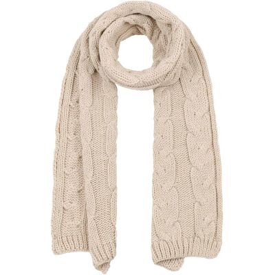 Britta Cable Knit Skjerf by McBURN lys beige Britta Cable Knit Skjerf by McBURN lys beige