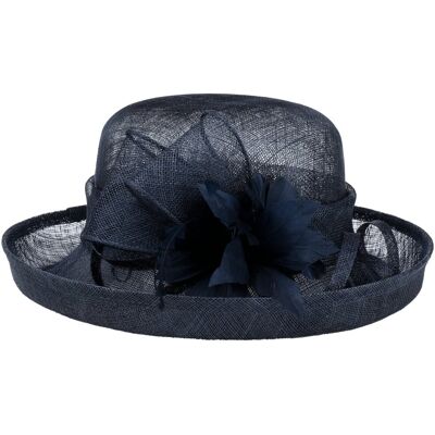 Galima Sinamay Hatt med Fjær by McBURN mørkeblå One Size Galima Sinamay Hatt med Fjær by McBURN mørkeblå One Size