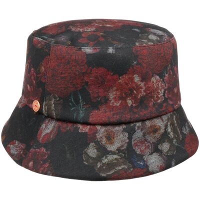 Maite Flower Bucket Stoffhatt by Mayser svart-bordeaux L (59-60 cm) Maite Flower Bucket Stoffhatt by Mayser svart-bordeaux L (59-60 cm)