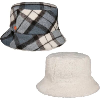 Doriet Check Bucket Vendbar Hatt by Mayser blå One Size Doriet Check Bucket Vendbar Hatt by Mayser blå One Size