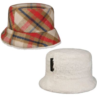 Doriet Check Bucket Vendbar Hatt by Mayser kamel One Size Doriet Check Bucket Vendbar Hatt by Mayser kamel One Size