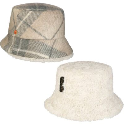 Doriet Check Bucket Vendbar Hatt by Mayser lys beige One Size Doriet Check Bucket Vendbar Hatt by Mayser lys beige One Size