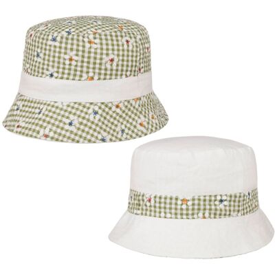 Cotton Check Bucket Vendbar Hatt by McBURN olivengrønn One Size Cotton Check Bucket Vendbar Hatt by McBURN olivengrønn One Size