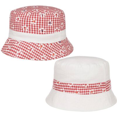 Cotton Check Bucket Vendbar Hatt by McBURN rød One Size Cotton Check Bucket Vendbar Hatt by McBURN rød One Size