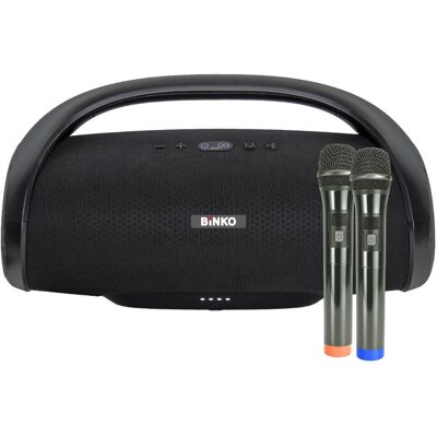 Binko Q-66X2 Bluetooth-høyttaler med 2 x trådløs mikrofon Binko Q-66X2 Bluetooth-høyttaler med 2 x trådløs mikrofon