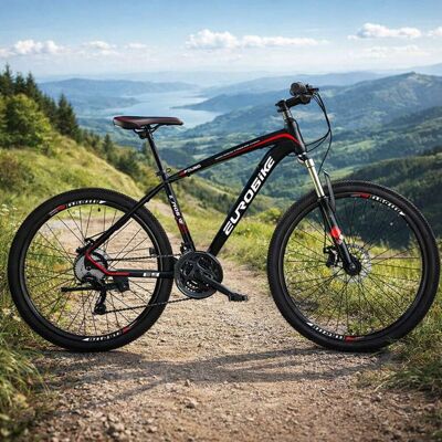 Eurobike Mountain Bike 26" E9 - Sykkel Med 21 Gir - Sort Eurobike Mountain Bike 26" E9 - Sykkel Med 21 Gir - Sort