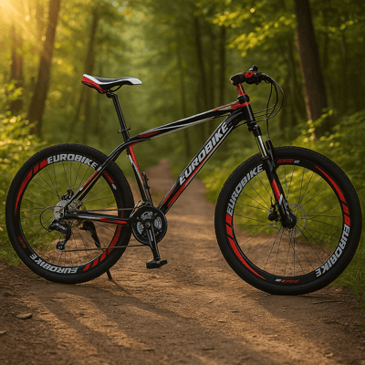 Eurobike Mountain Bike 26" - Sykkel Med 21 Gir - Rød Og Sort Eurobike Mountain Bike 26" - Sykkel Med 21 Gir - Rød Og Sort