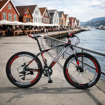 Eurobike Mountain Bike 27,5 " - Sykkel Med 21 Gir - Rød Og Sort Eurobike Mountain Bike 27,5 " - Sykkel Med 21 Gir - Rød Og Sort