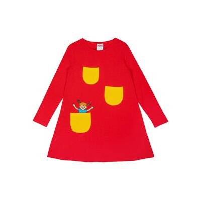 Pippi Långstrump Pippi Basic Kjole Rød 92 cl Pippi Långstrump Pippi Basic Kjole Rød 92 cl