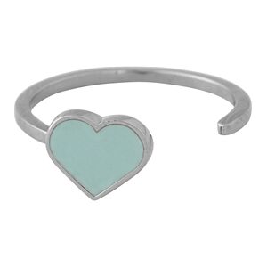Design Letters Enamel Heart Ring Silver Soft Green Design Letters Enamel Heart Ring Silver Soft Green