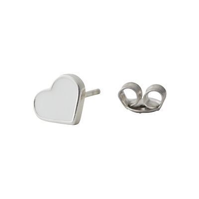 Design Letters Earring Stud Enamel Heart Silver Design Letters Earring Stud Enamel Heart Silver
