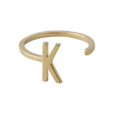 Design Letters Ring Gold A-Z K Design Letters Ring Gold A-Z K