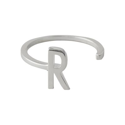 Design Letters Ring Silver A-Z R Design Letters Ring Silver A-Z R