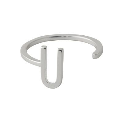 Design Letters Ring Silver A-Z U Design Letters Ring Silver A-Z U