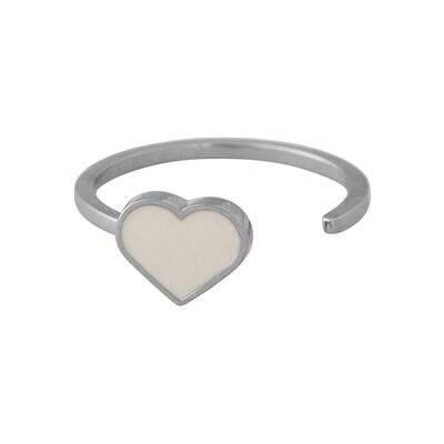Design Letters Enamel Heart Ring Silver Nude Design Letters Enamel Heart Ring Silver Nude