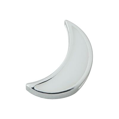 Design Letters Enamel Moon Charm Silver White Design Letters Enamel Moon Charm Silver White