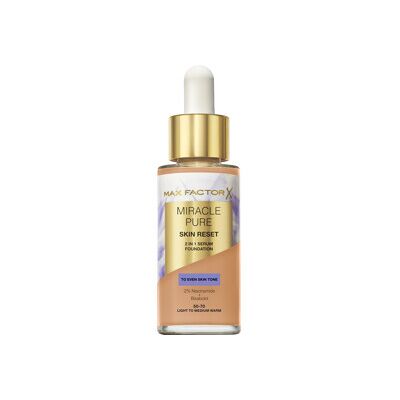Max Factor Miracle Pure Skin Reset 2in1 Serum Foundation 30 ml 50-70 Light to Medium Warm Max Factor Miracle Pure Skin Reset 2in1 Serum Foundation 30 ml 50-70 Light to Medium Warm