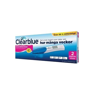 Clearblue Digital Gravtest med veckoindikator 2st 2 stk Clearblue Digital Gravtest med veckoindikator 2st 2 stk