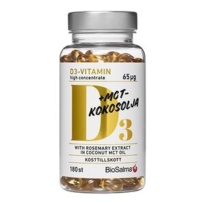 BioSalma D3-vitamin 65µg i MCT-kokosolja 180 tabletter BioSalma D3-vitamin 65µg i MCT-kokosolja 180 tabletter